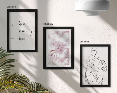 Set 3 tablouri Flori și familie într-un design minimalist