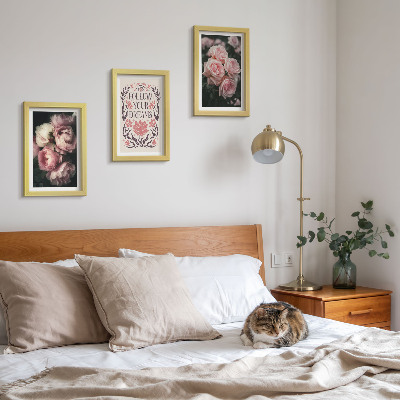 Set 3 tablouri Trandafiri vintage cu inscripția despre vise