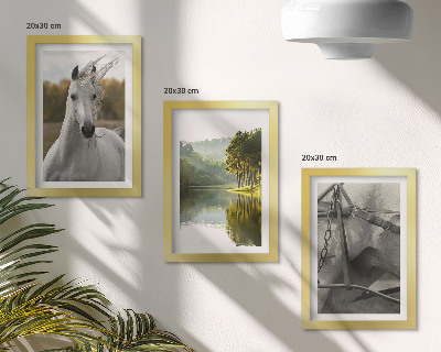 Set 3 tablouri Cai albi lângă peisajul natural al râului