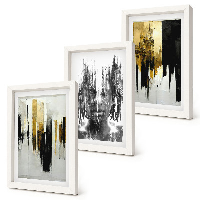 Set 3 tablouri Contrastarea abstracțiunilor cu portretistica și arhitectura
