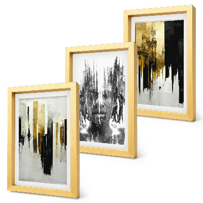 Set 3 tablouri Contrastarea abstracțiunilor cu portretistica și arhitectura