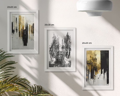 Set 3 tablouri Contrastarea abstracțiunilor cu portretistica și arhitectura