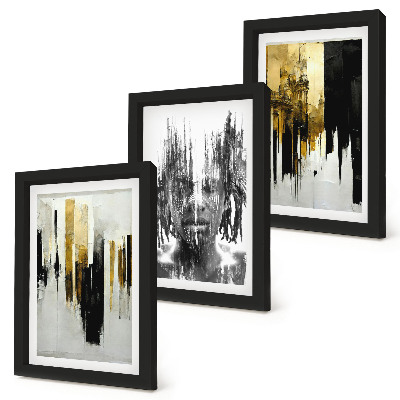 Set 3 tablouri Contrastarea abstracțiunilor cu portretistica și arhitectura