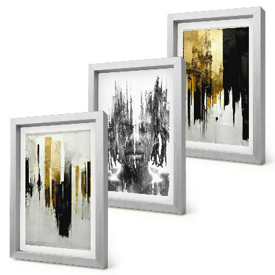 Set 3 tablouri Contrastarea abstracțiunilor cu portretistica și arhitectura