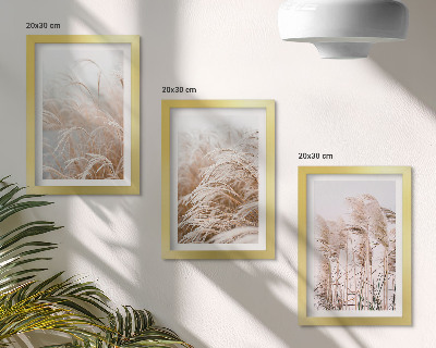 Set 3 tablouri Câmpuri de iarbă în nuanțe delicate de maro și bej