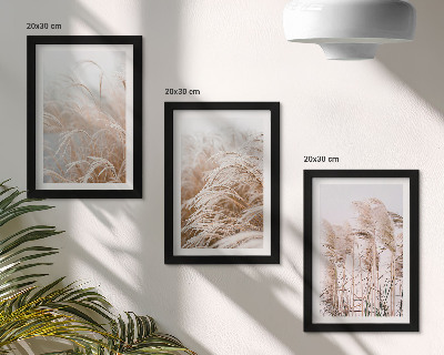 Set 3 tablouri Câmpuri de iarbă în nuanțe delicate de maro și bej