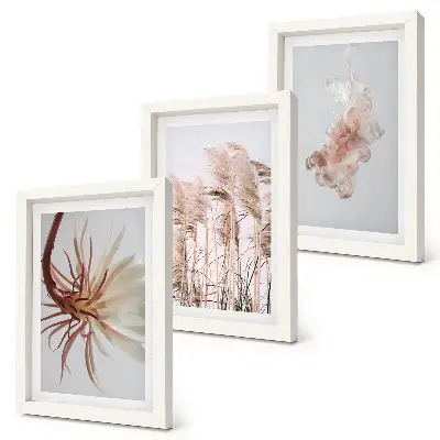 Galerie de perete cu flori set armonios cu plante pe fundal deschis