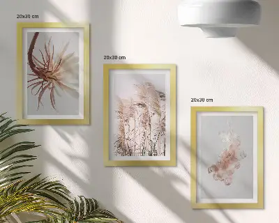 Galerie de perete cu flori set armonios cu plante pe fundal deschis