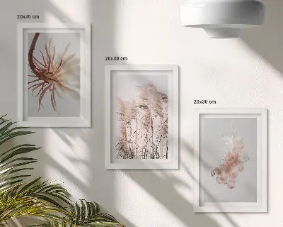 Galerie de perete cu flori set armonios cu plante pe fundal deschis