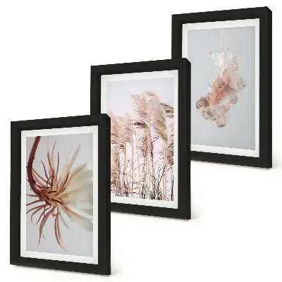 Galerie de perete cu flori set armonios cu plante pe fundal deschis