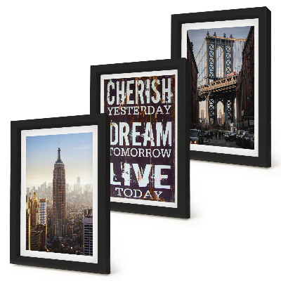 Set 3 tablouri Peisaje din New York City cu un citat inspirațional