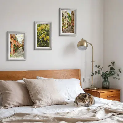 Galerie de perete cu străzi fermecătoare decorate cu flori și lămâi