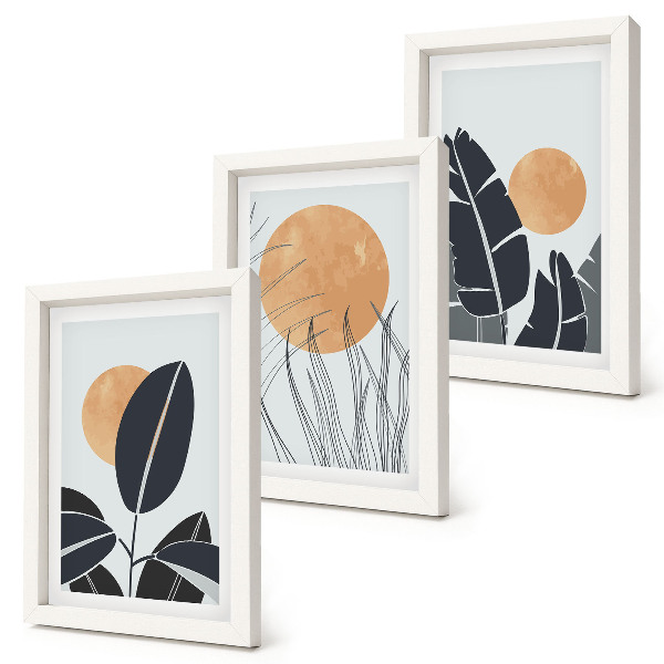 Galerie de perete Modele de plante cu sori mari, stil minimalist