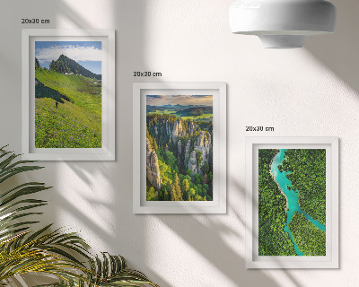 Set 3 tablouri Peisaje montane verzi cu râu și stânci
