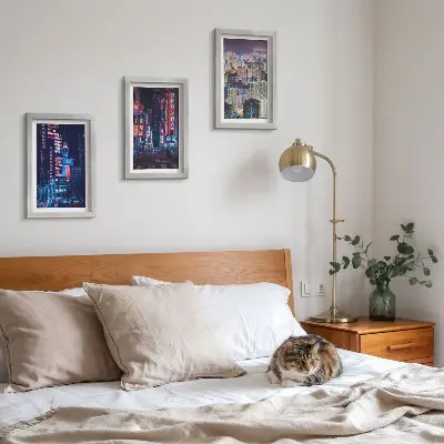 Galerie de perete vederi nocturne cu lumini neon ale orașelor