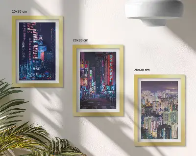 Galerie de perete vederi nocturne cu lumini neon ale orașelor