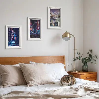 Galerie de perete vederi nocturne cu lumini neon ale orașelor
