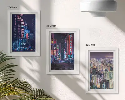 Galerie de perete vederi nocturne cu lumini neon ale orașelor