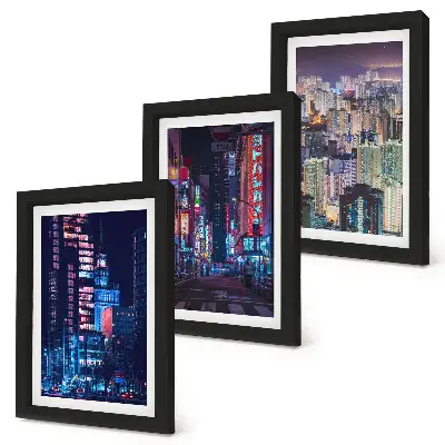 Galerie de perete vederi nocturne cu lumini neon ale orașelor