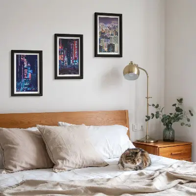 Galerie de perete vederi nocturne cu lumini neon ale orașelor