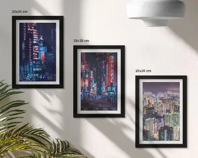 Galerie de perete vederi nocturne cu lumini neon ale orașelor