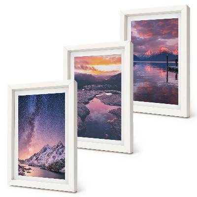 Set 3 tablouri Munți și apă în peisaje naturale frumoase
