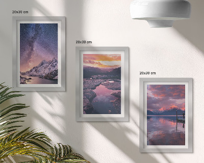 Set 3 tablouri Munți și apă în peisaje naturale frumoase