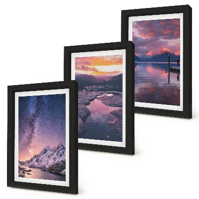Set 3 tablouri Munți și apă în peisaje naturale frumoase