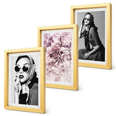 Set 3 tablouri Portrete elegante de femei cu flori roz