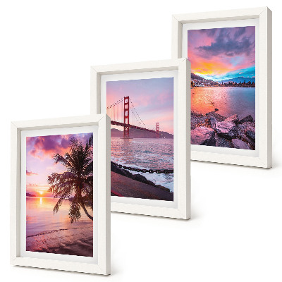 Set 3 tablouri Apusuri de soare peste pod și peisaj acvatic