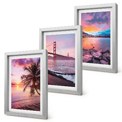 Set 3 tablouri Apusuri de soare peste pod și peisaj acvatic