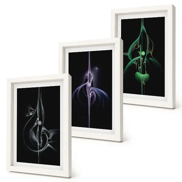Set 3 tablouri cu modele abstracte în nuanțe de negru și culoare