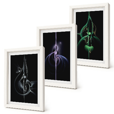 Set 3 tablouri Modele abstracte în nuanțe de negru și culoare