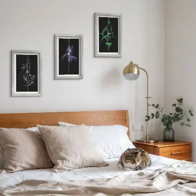 Set 3 tablouri cu modele abstracte în nuanțe de negru și culoare