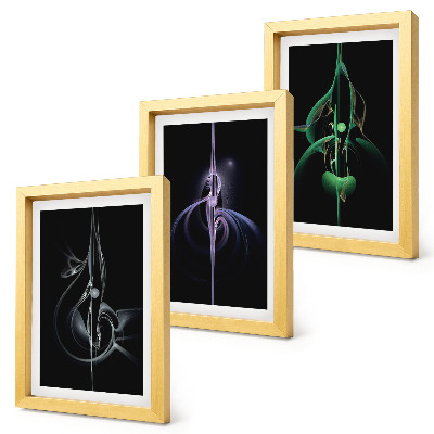 Set 3 tablouri Modele abstracte în nuanțe de negru și culoare