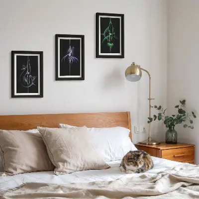 Set 3 tablouri cu modele abstracte în nuanțe de negru și culoare