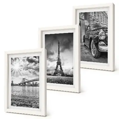 Galerie de perete cu vederi ale orașului, poduri, Turnul Eiffel și mașini clasice