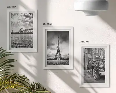 Galerie de perete cu vederi ale orașului, poduri, Turnul Eiffel și mașini clasice