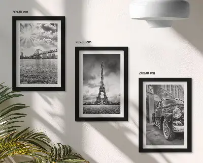 Galerie de perete cu vederi ale orașului, poduri, Turnul Eiffel și mașini clasice