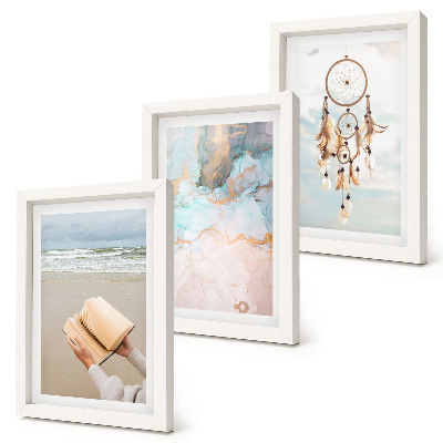 Set 3 tablouri Carte de citit abstractă cu mare și captator de vise boho