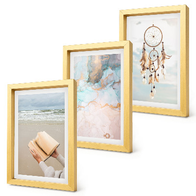 Set 3 tablouri Carte de citit abstractă cu mare și captator de vise boho