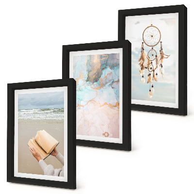 Set 3 tablouri Carte de citit abstractă cu mare și captator de vise boho
