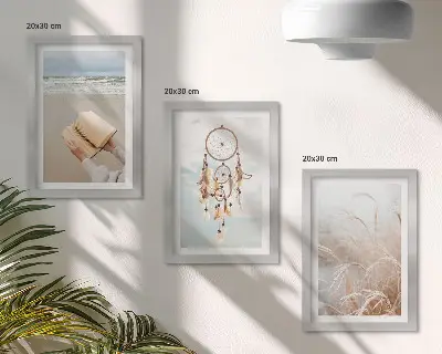 Galerie de perete cu peisaje liniștite și priveliști delicate de vară în stil boho