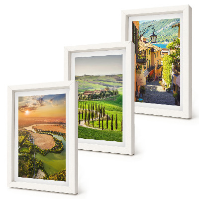 Galerie de perete Peisaje italiene cu un râu, dealuri și o stradă de oraș