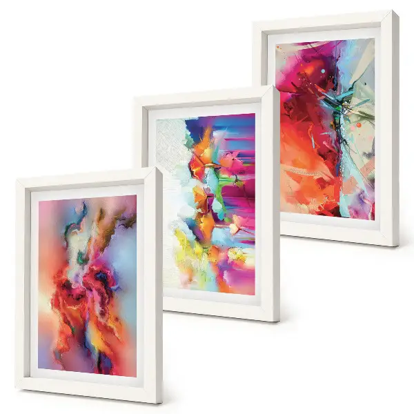 Set de 3 tablouri cu abstracțiuni colorate și siluete dinamice