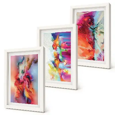 Set de 3 tablouri cu abstracțiuni colorate și siluete dinamice