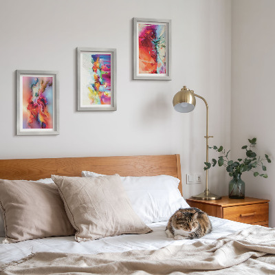 Set 3 tablouri Abstracțiuni colorate cu forme și siluete dinamice