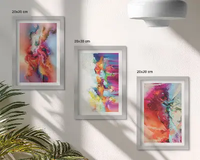 Set de 3 tablouri cu abstracțiuni colorate și siluete dinamice