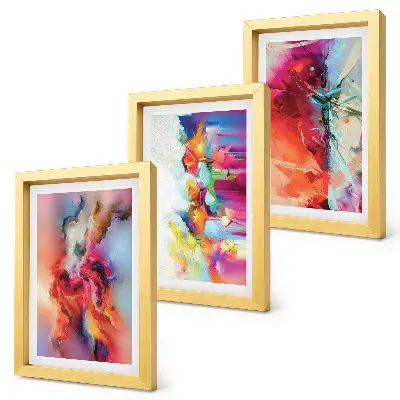 Set de 3 tablouri cu abstracțiuni colorate și siluete dinamice
