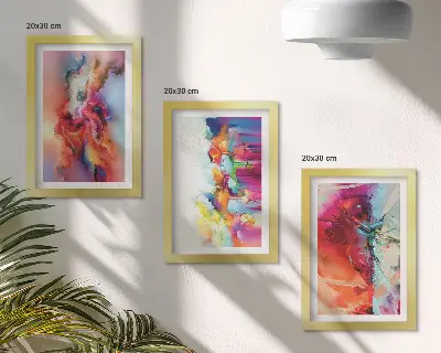 Set de 3 tablouri cu abstracțiuni colorate și siluete dinamice